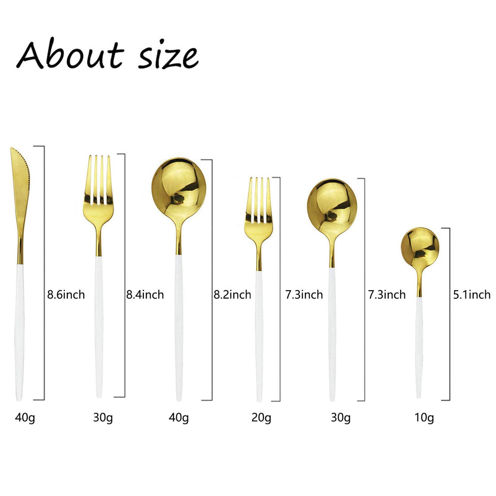 18/10 Silver Silverware Set Stainless Steel Flatware Utensils Set Gold Cutlery Set| 24-Piece Modern Cubiertos