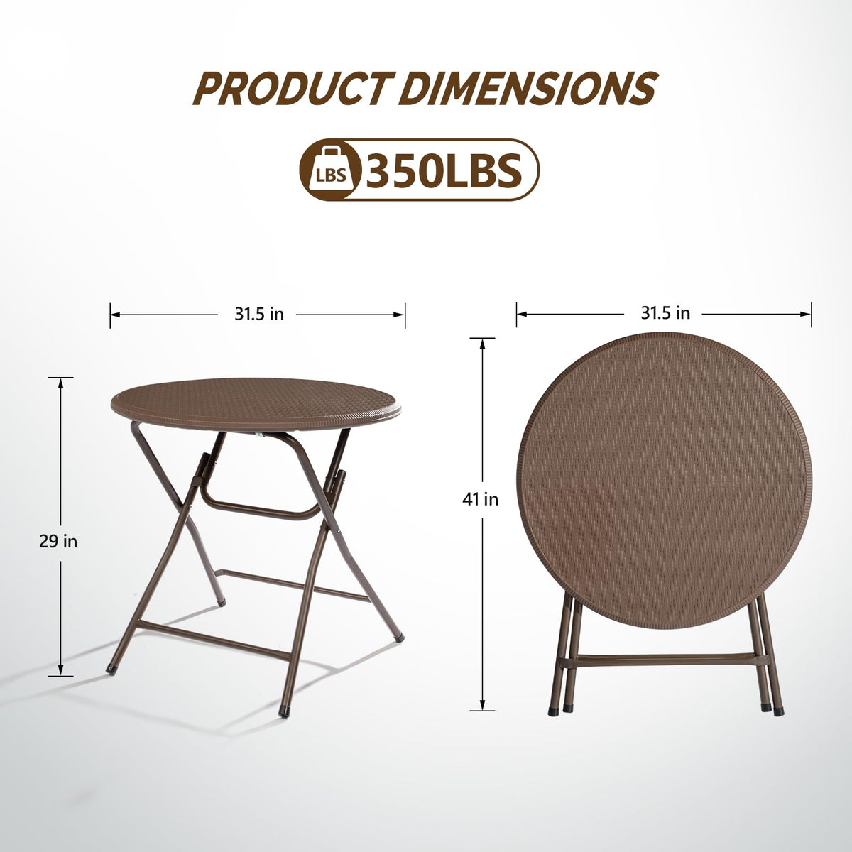 32" Round Folding Commercial Banquet Table, Portable Plastic Coffee Card Dining Table or Outdoor Party Wedding Event