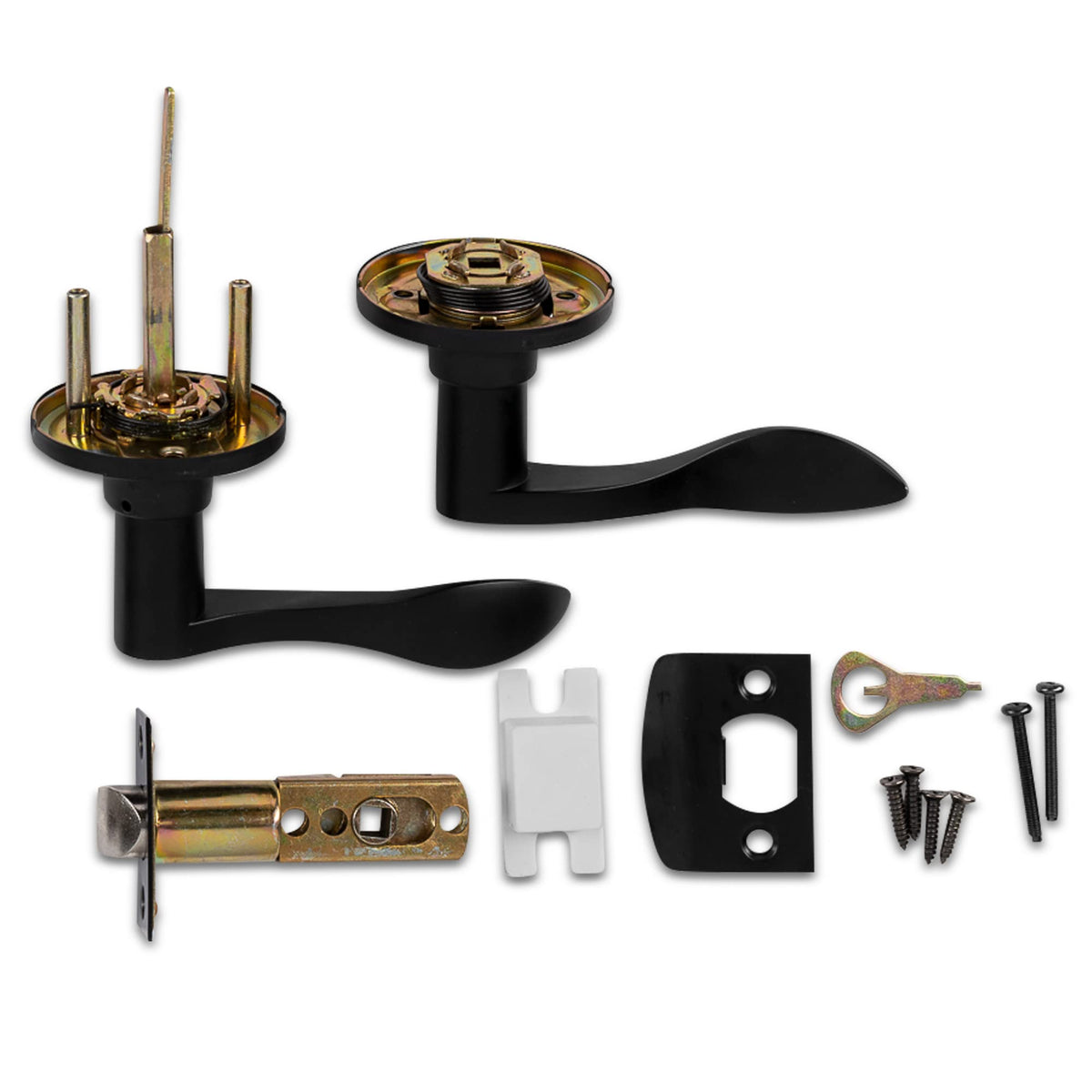 Privacy Lever Door Handle [Thumb Turn Lock on The Inside] with a Iron Black Finish, Reversible for Right & Left Side