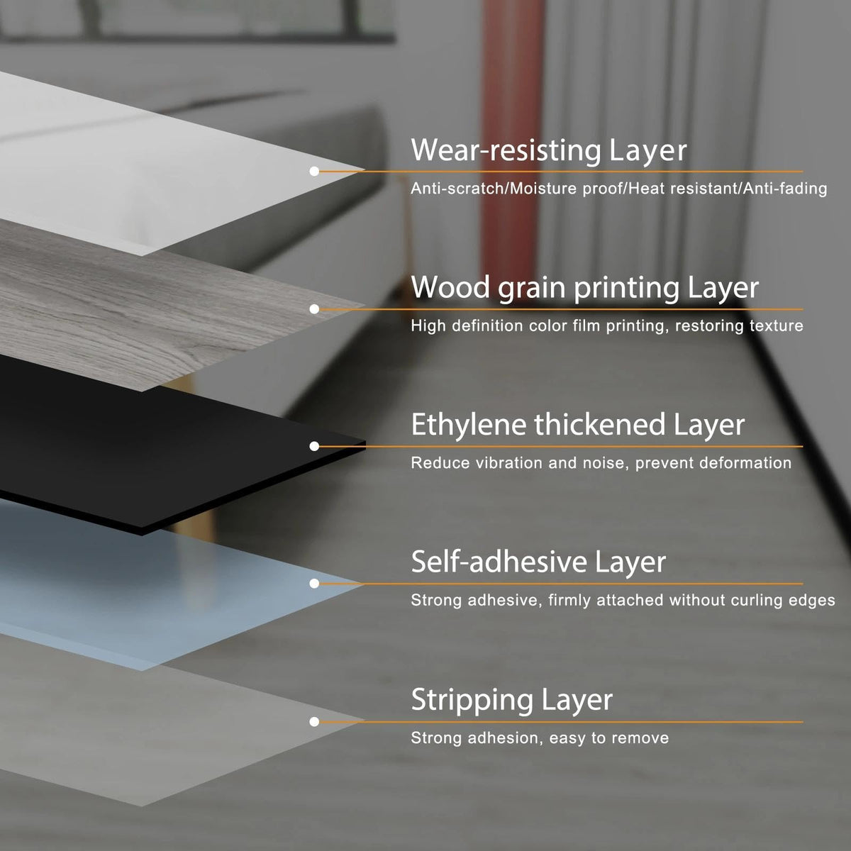 Peel and Stick Floor Tiles Waterproof Self Adhesive Vinyl Flooring