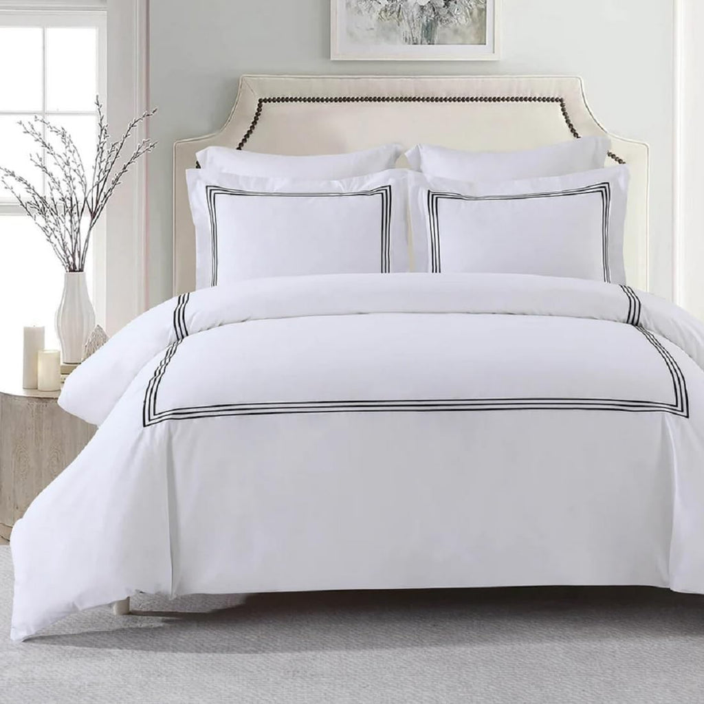 Embroidered Adeline 2 Piece Comforter Cover with Pillow Sham, Duvet Cover Set, 100% Cotton Percale