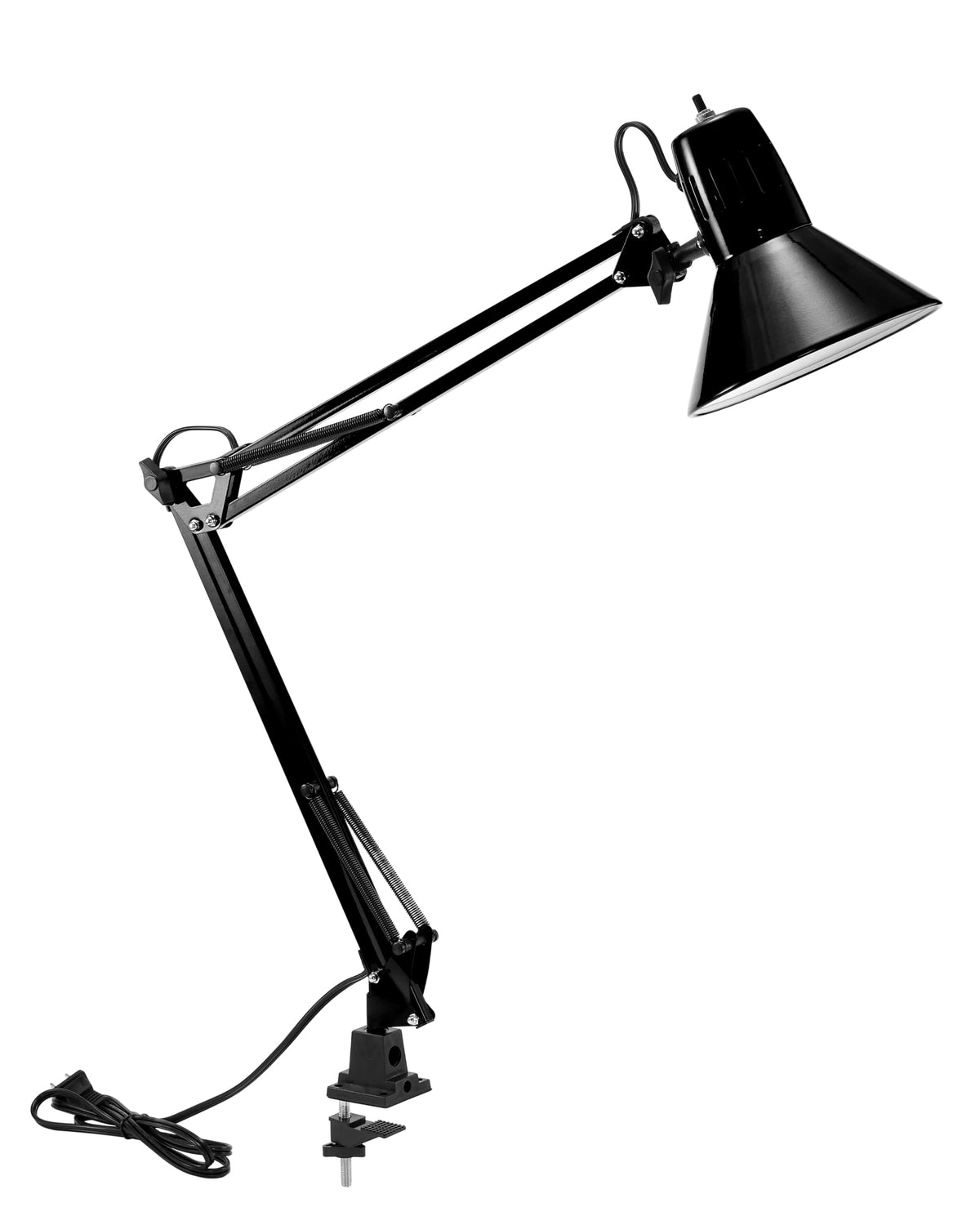 Office VLF100 LED Swing Arm Desk Lamp with Clamp Mount, 36" Reach, Includes LED Bulb,Black