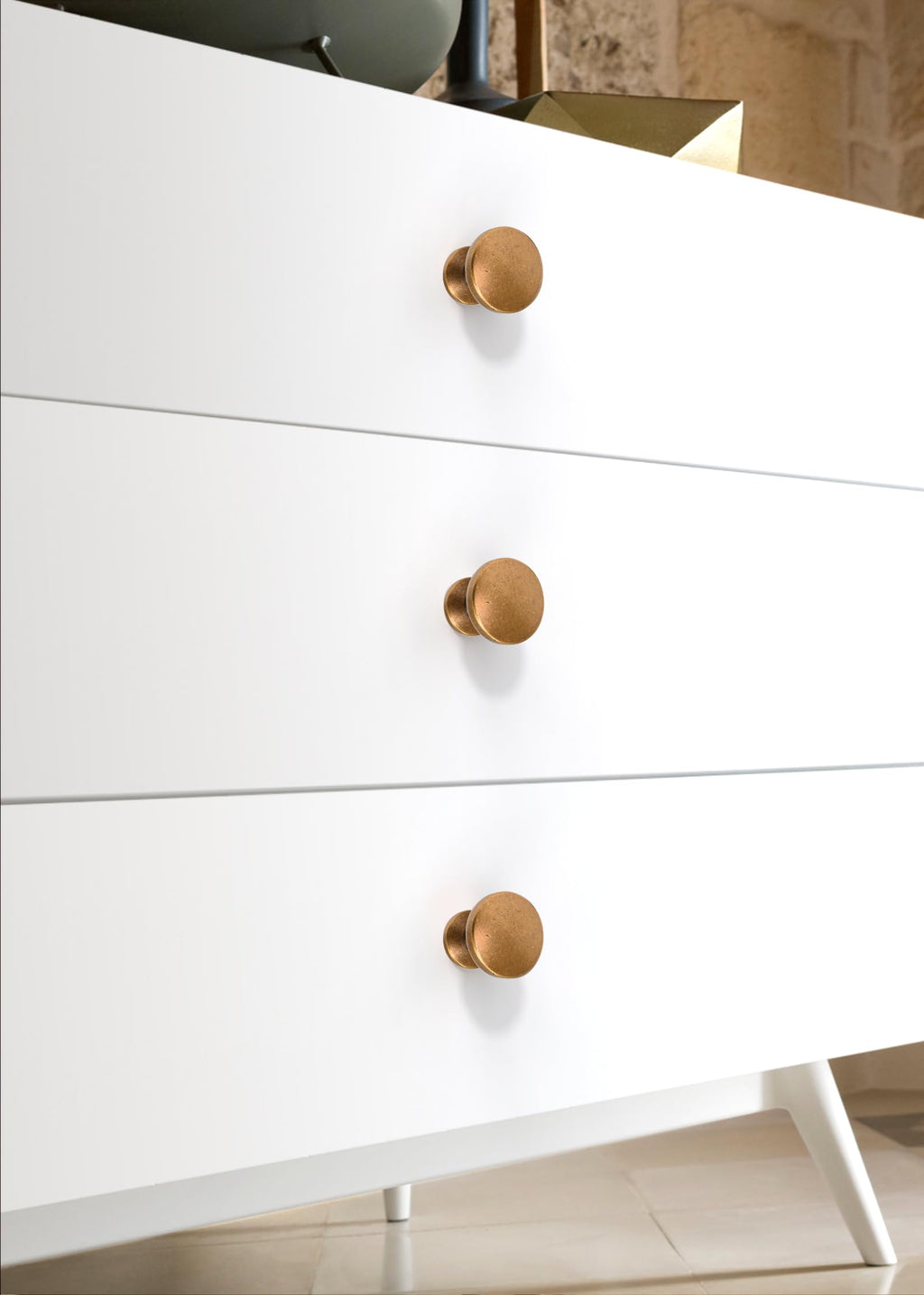 10 Pack Antique Brass Cabinet Knobs 1-1/5 Inch(30mm) Single Hole Cabinet Pulls Round Kitchen Cabinet Knobs Drawer
