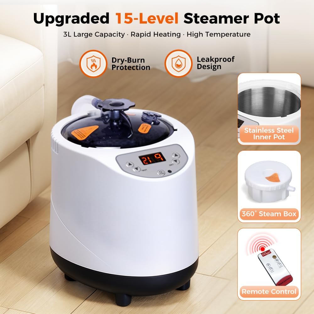 Portable Steam Sauna, Large Sauna Box, Portable Sauna for Home, Sauna Tent with 3L 1200W Steamer, 15 Levels