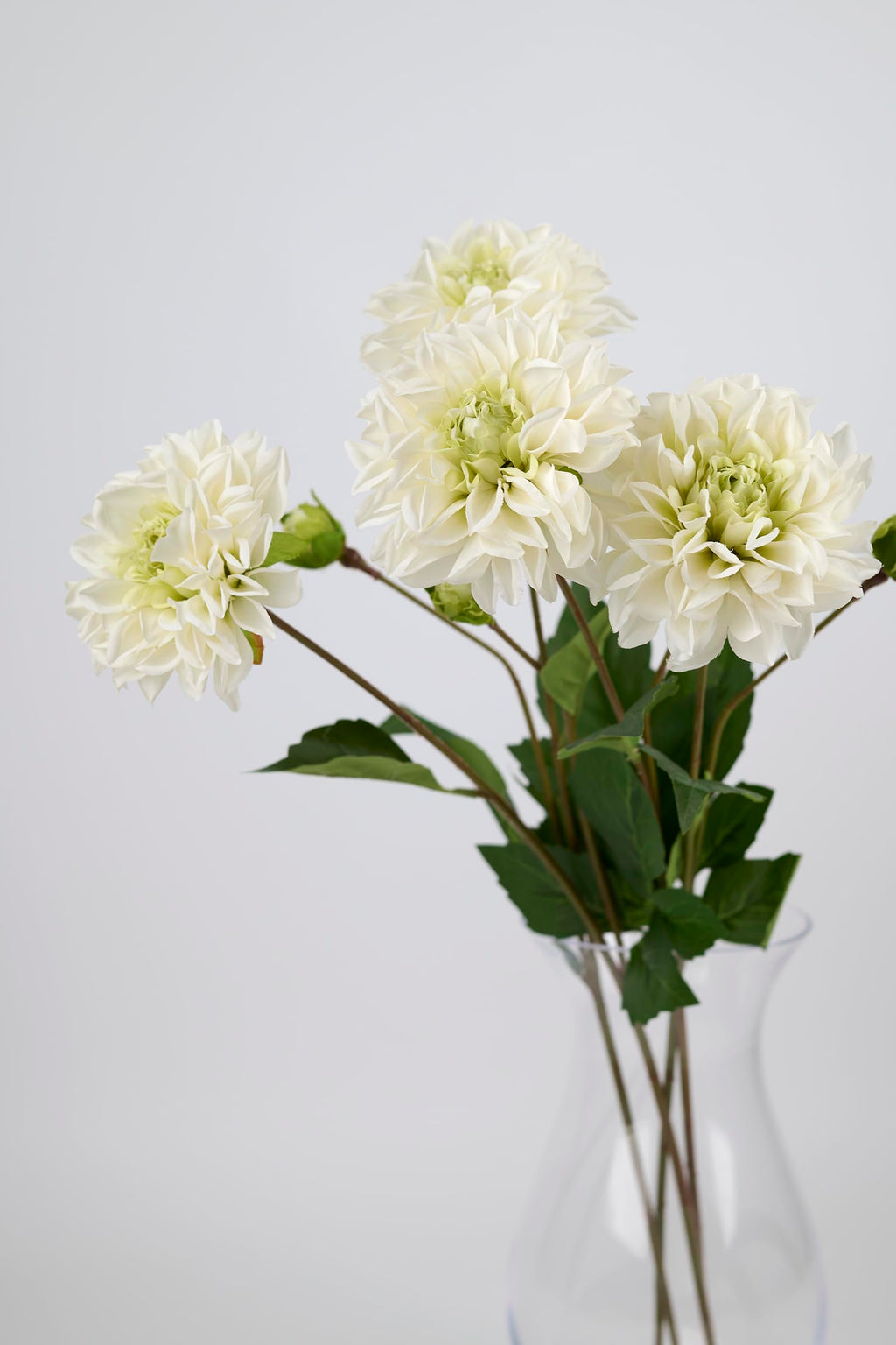 Real Touch Artificial Dahlia Stems, 4PCS Faux Flowers(White)