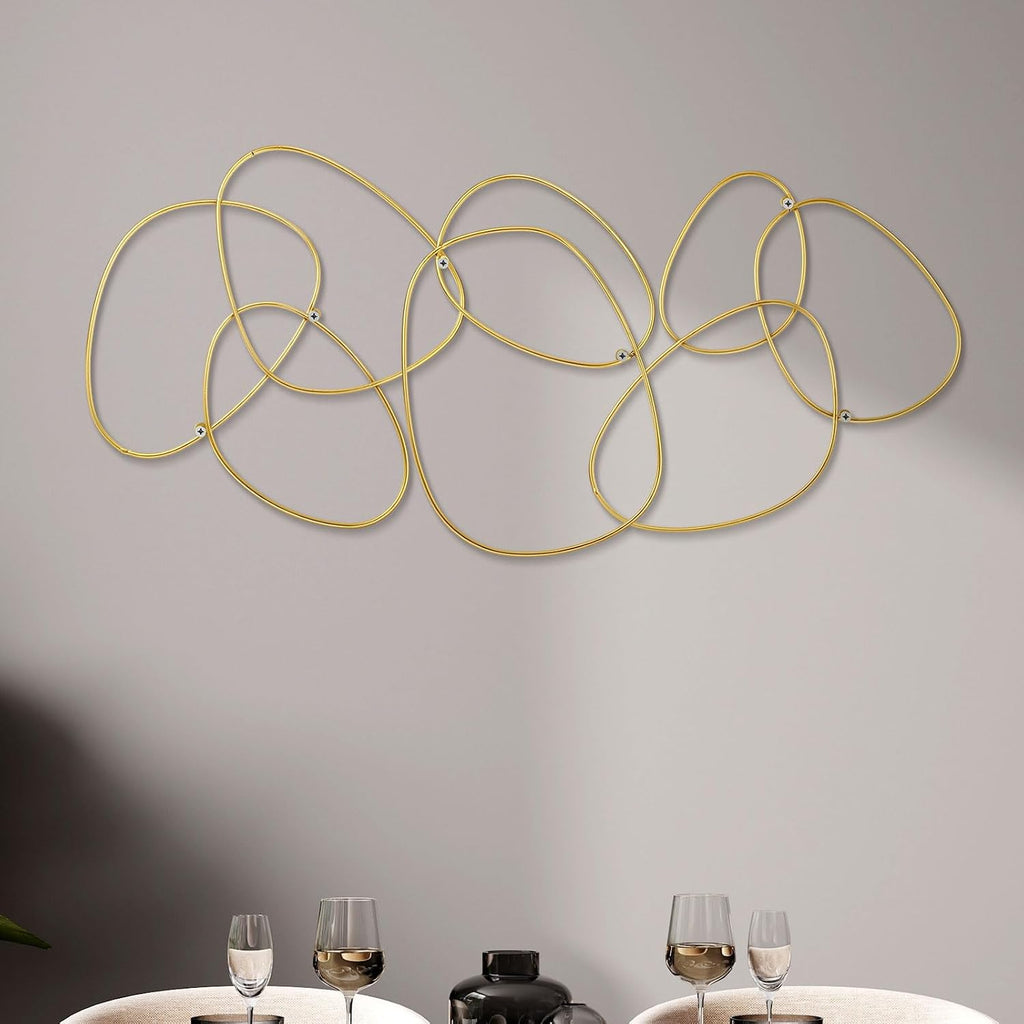 Interlocking Rings Wall Sculpture Gold Metal Home Wall Decor Abstract Aesthetic Gold Decoration for Art Bedroom - Set of 3
