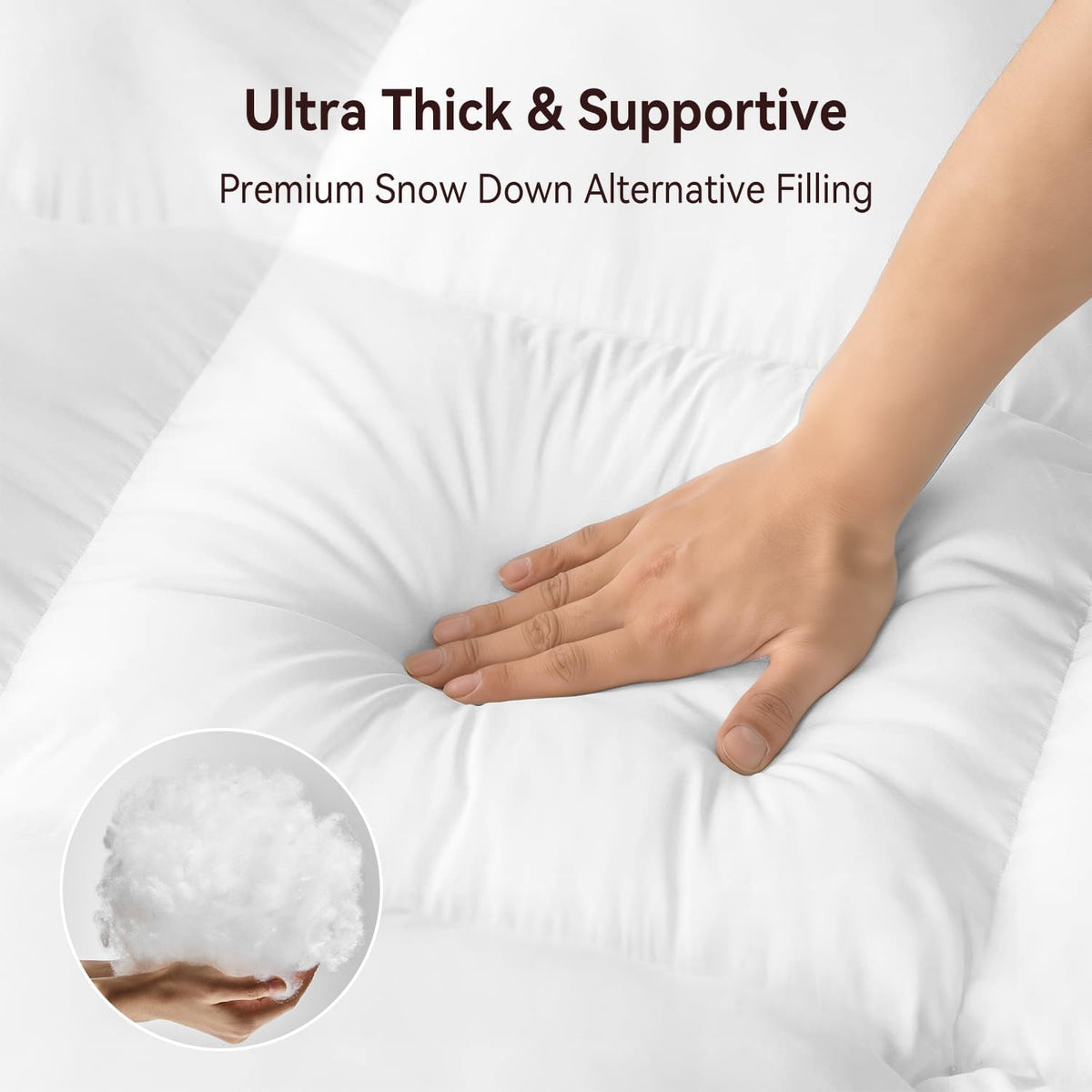 Queen Mattress Topper, Thick Pillow Top Mattress Pad, Plush Comfort | Queen Size Bed Topper with Deep Pocket
