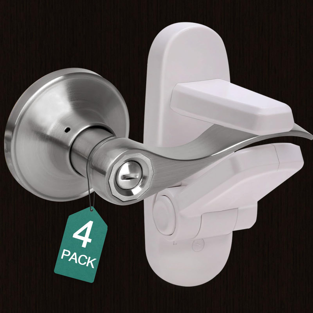 Child Proof Door Lever Lock,ABS with 3M Adhesive Backing,4 Pack