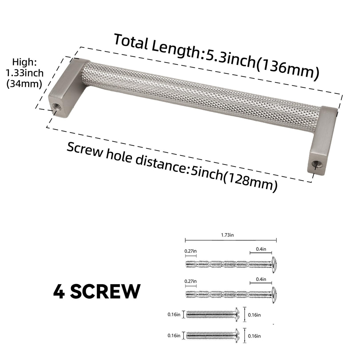 10 Pack 5 Inch Brushed Satin Nickel Kitchen Cabinet Handles Knurled Cabinet Pulls Drawer Pulls Kitchen Hardware