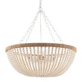 5 Lights Bohemia Wood Beaded Chandelier Farmhouse Antique Rustic Pendant Light Kitchen Island Dining Living Room