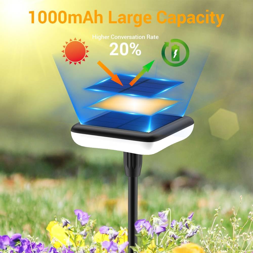 Solar Lights Outdoor Garden 4 Pack Solar Pathway Light 31" Tall Solar Landscape Lights 34LM Bright Up to 12H IP65