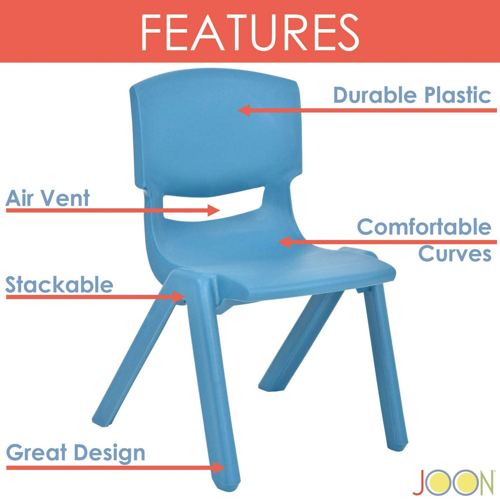 Stackable Plastic Kids Learning Chairs, (2-Pack), 20.5x12.75X11 Inches, The Perfect Chair for Playrooms, Schools