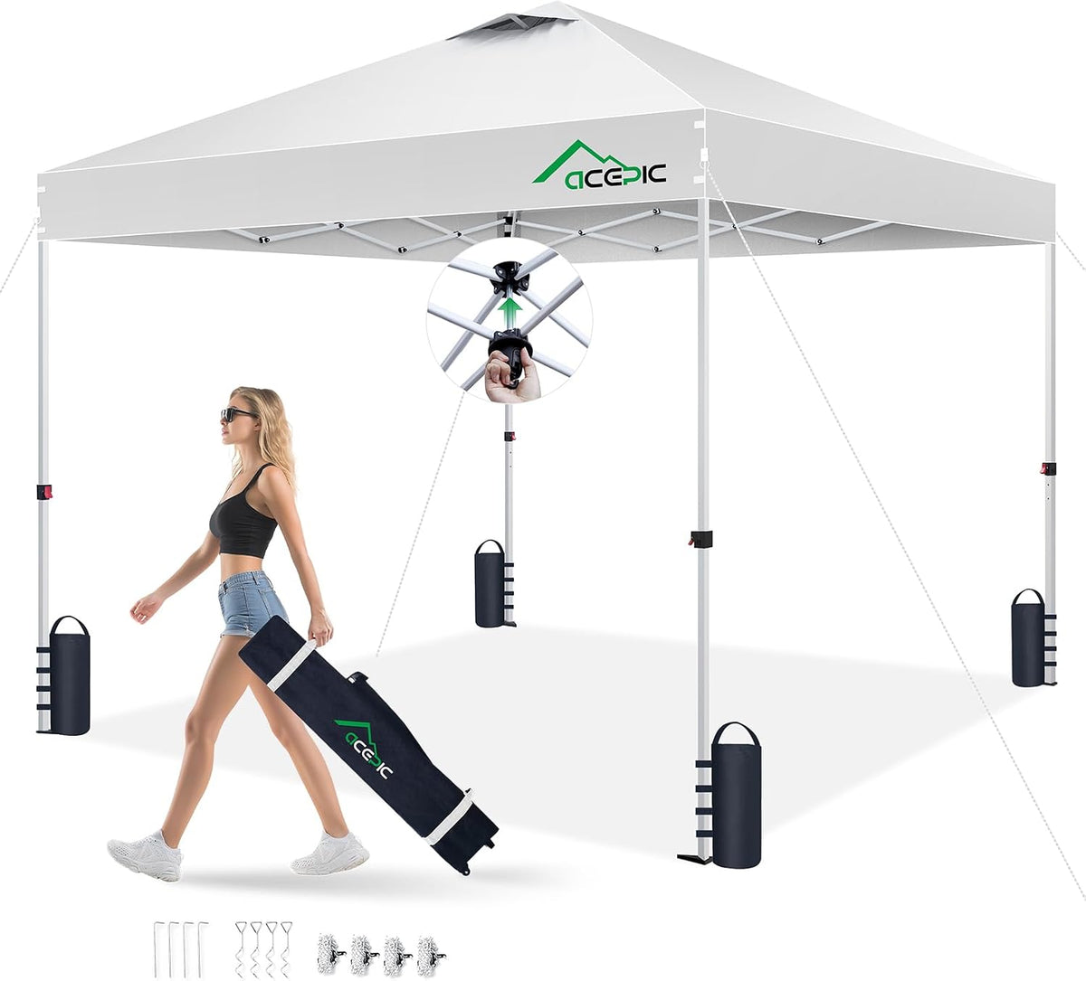 10x10 Pop Up Canopy Tent, One Push Instant Outdoor Gazebo with Vented Top