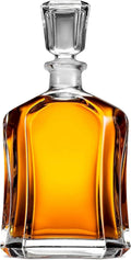 Capitol Glass Decanter with Airtight Geometric Stopper - 23.75 oz Whiskey Decanter for Wine, Bourbon, Brandy, Liquor