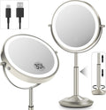 Makeup Mirror with Lights, 1X/30X Lighted Magnifying Mirror Height Adjustable, 3000mAh Rechargeable Double Sided