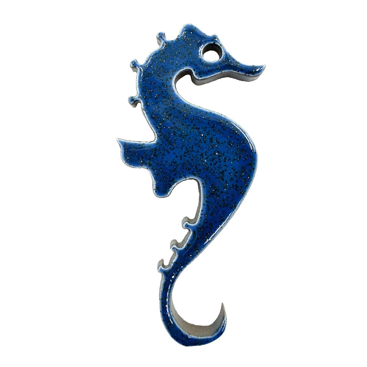 Porcelain Swimming Pool Step Marker Mosaic 3.5" x 2"Glitter Sea Horse (1 Right & 1 Left 2) Blue