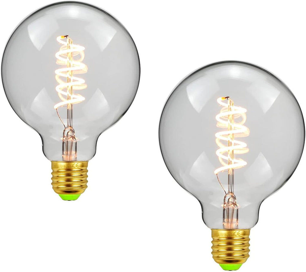 G95 Dimmable LED Edison Bulb 4W G25 LED Spiral Filament Bulbs Decorative Light Bulb,Clear Glass,40W Equivalent,Warm
