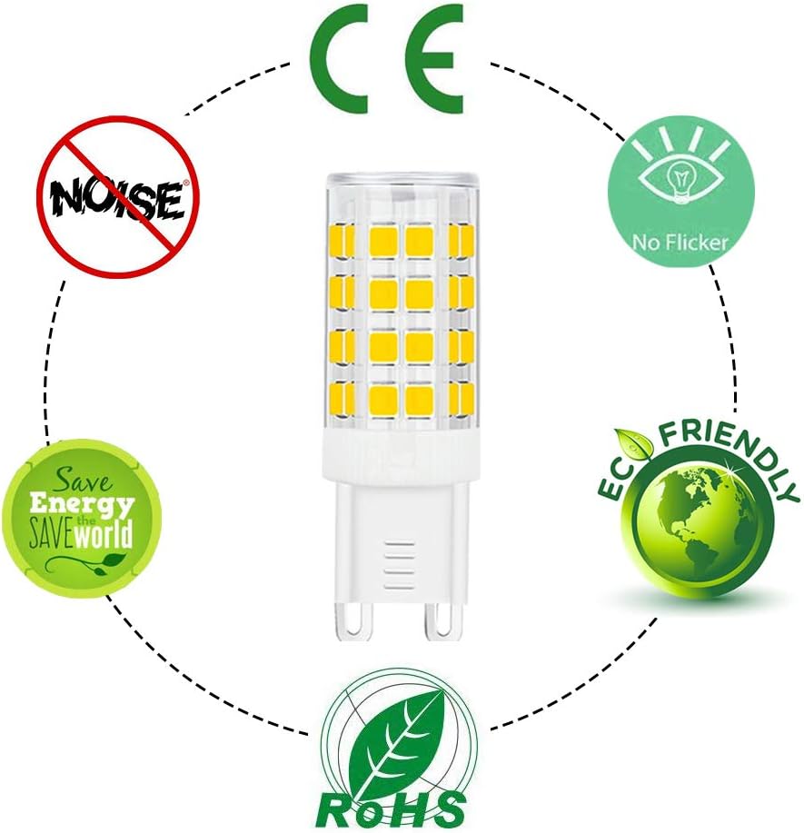 G9 LED Bulb 5W, 40W G9 Halogen Bulb Replacement, 420LM, Daylight White 6000K, AC100V-240V, G9 Base Non-Dimmable Light