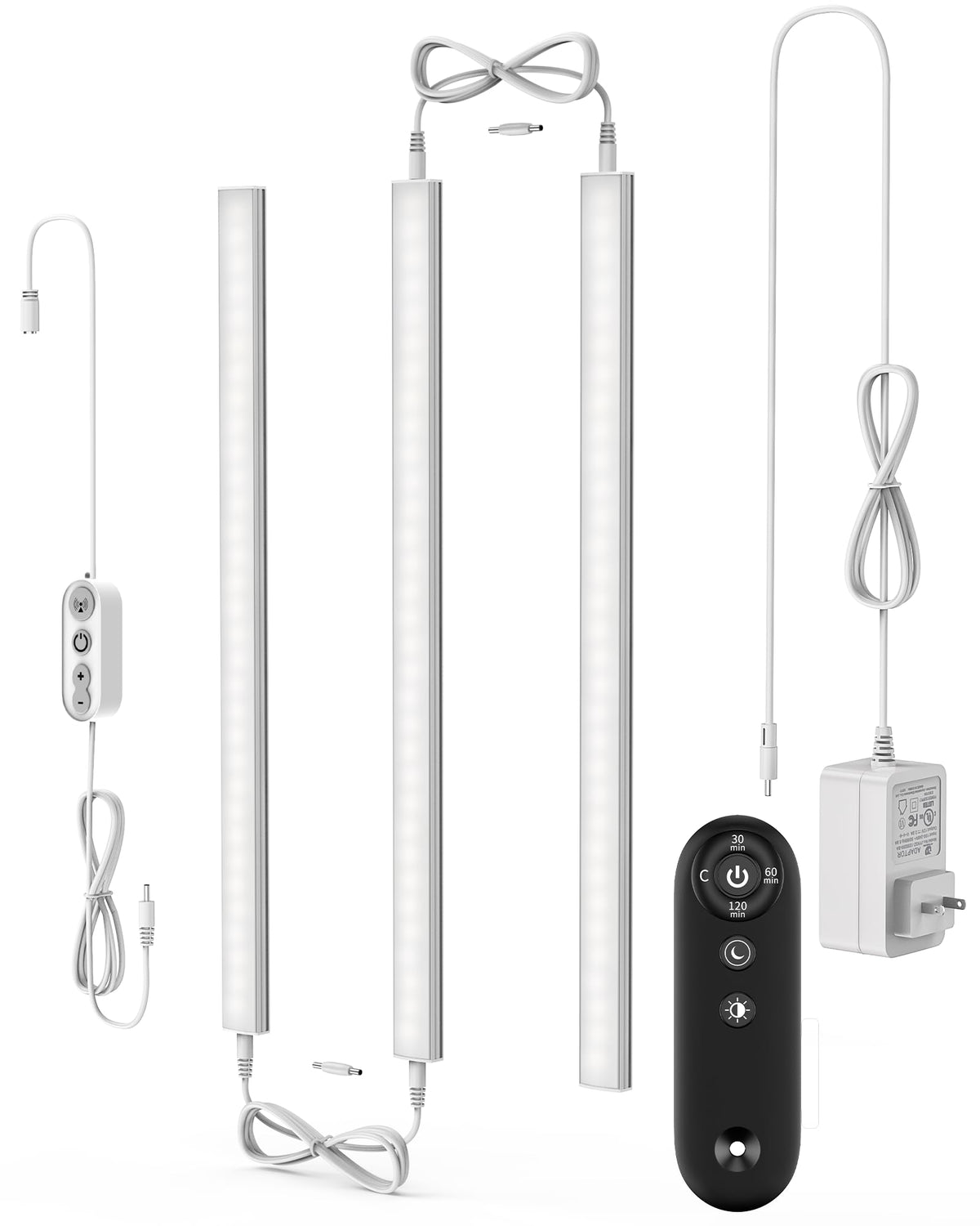 Remote Control Under Cabinet Led Light Plug in, Dimmable Daylight White 4500K, 3 Pack 12 inch Linkable Under Counter