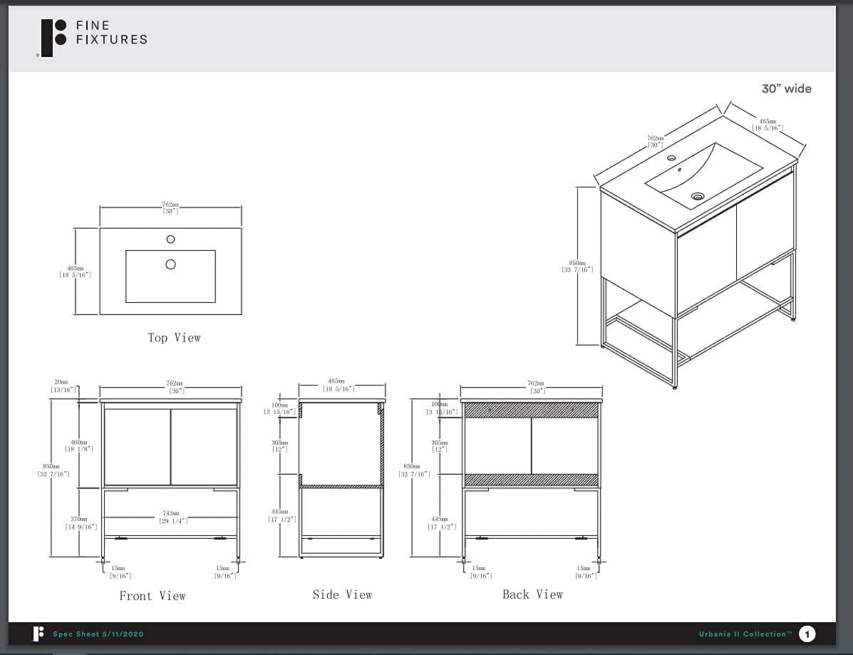 Fine Fixtures 30 Inch Bathroom Vanity with Sink