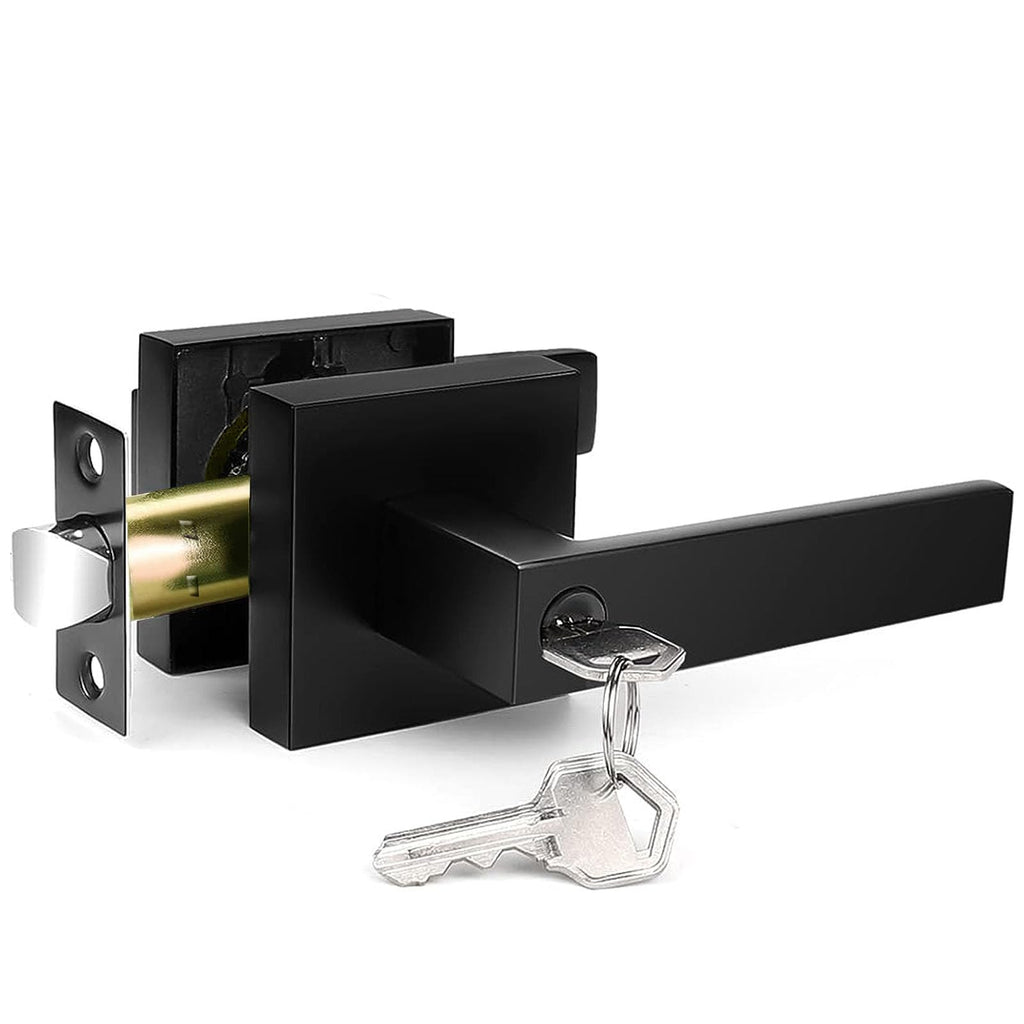 Matte Black Door Handle, Entry Door Levers with 3 Keys, 1 Pack