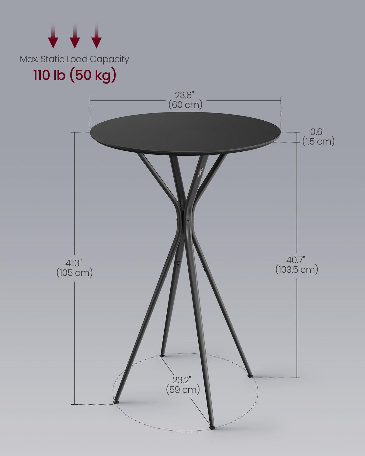 Set of 2 Bar Table, Round Cocktail Table, Metal Frame