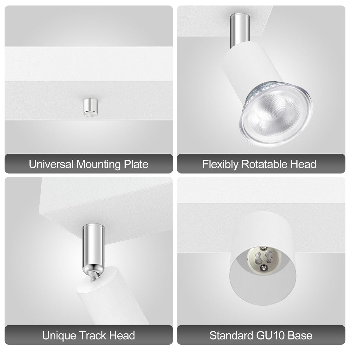 Plug in Track Light, White, 23", 4 Way GU10 Track Ceiling Lighting
