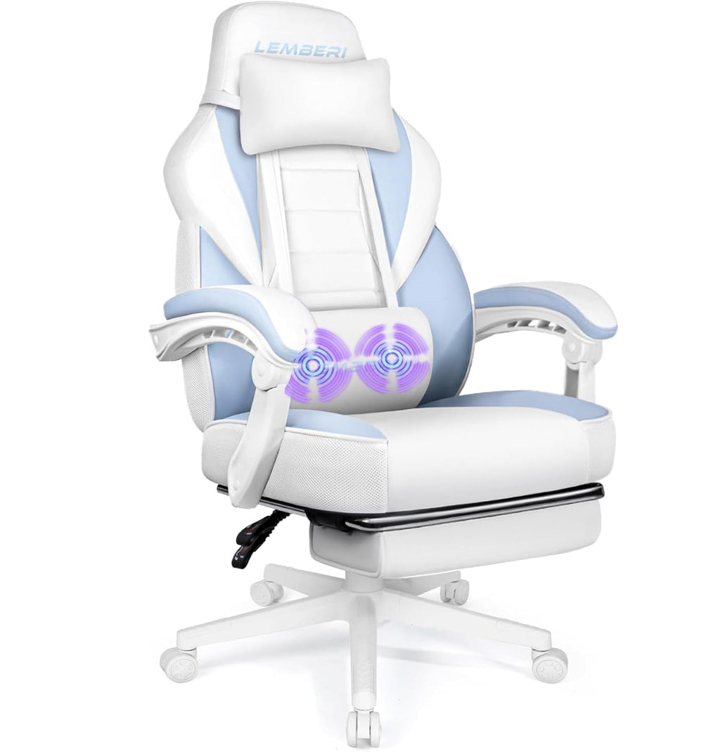 Big and Tall Gaming Chair 400lb Capacity, Heavy-Duty Office Chair with Reinforced Footrest, Wide Seat High Back PC