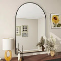 24"X36" Arch Bathroom Mirror, Wall Mounted Vanity Metal Frame Mirror, Black