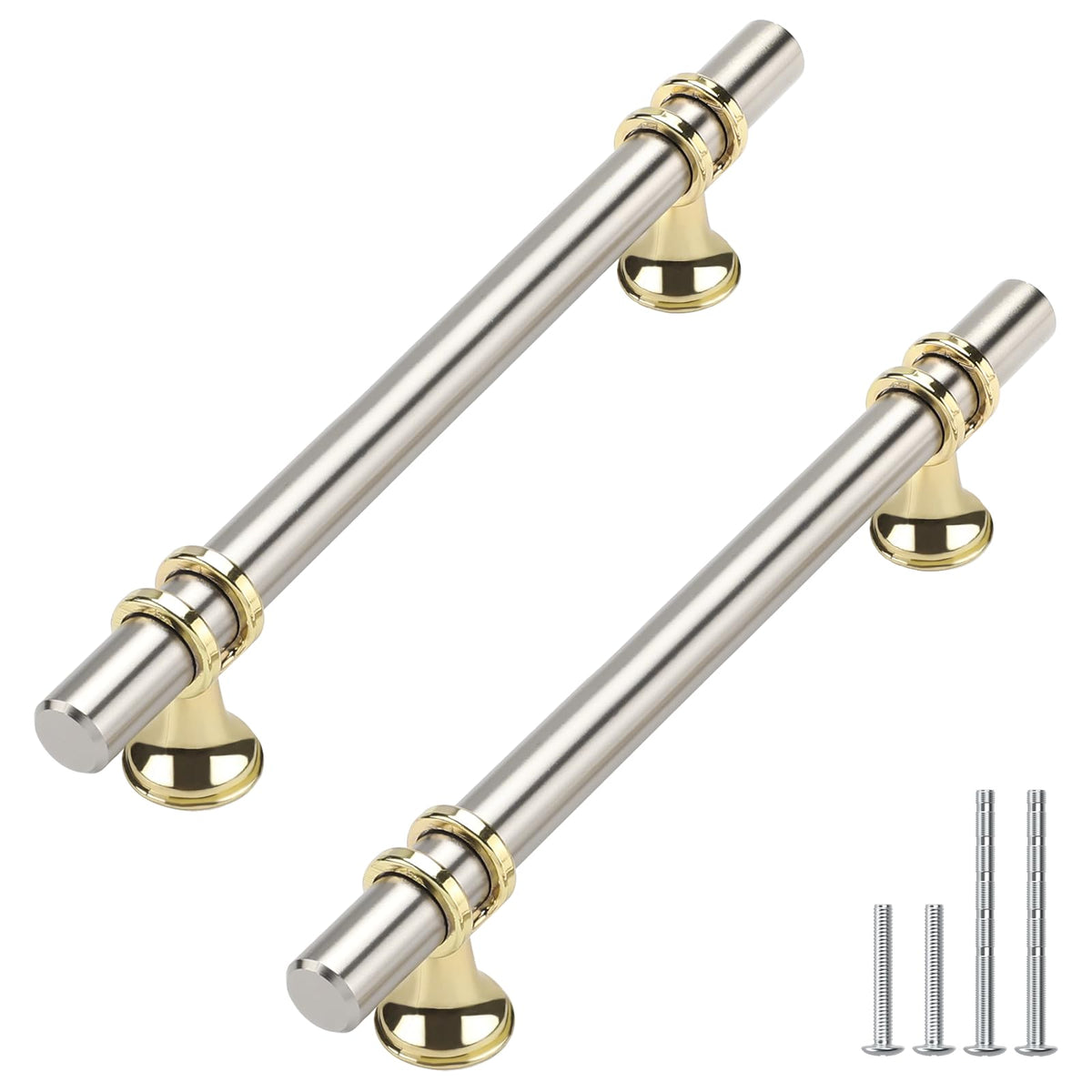 10 Pack 5 Inch Brushed Nickel and Gold Cabinet Handles