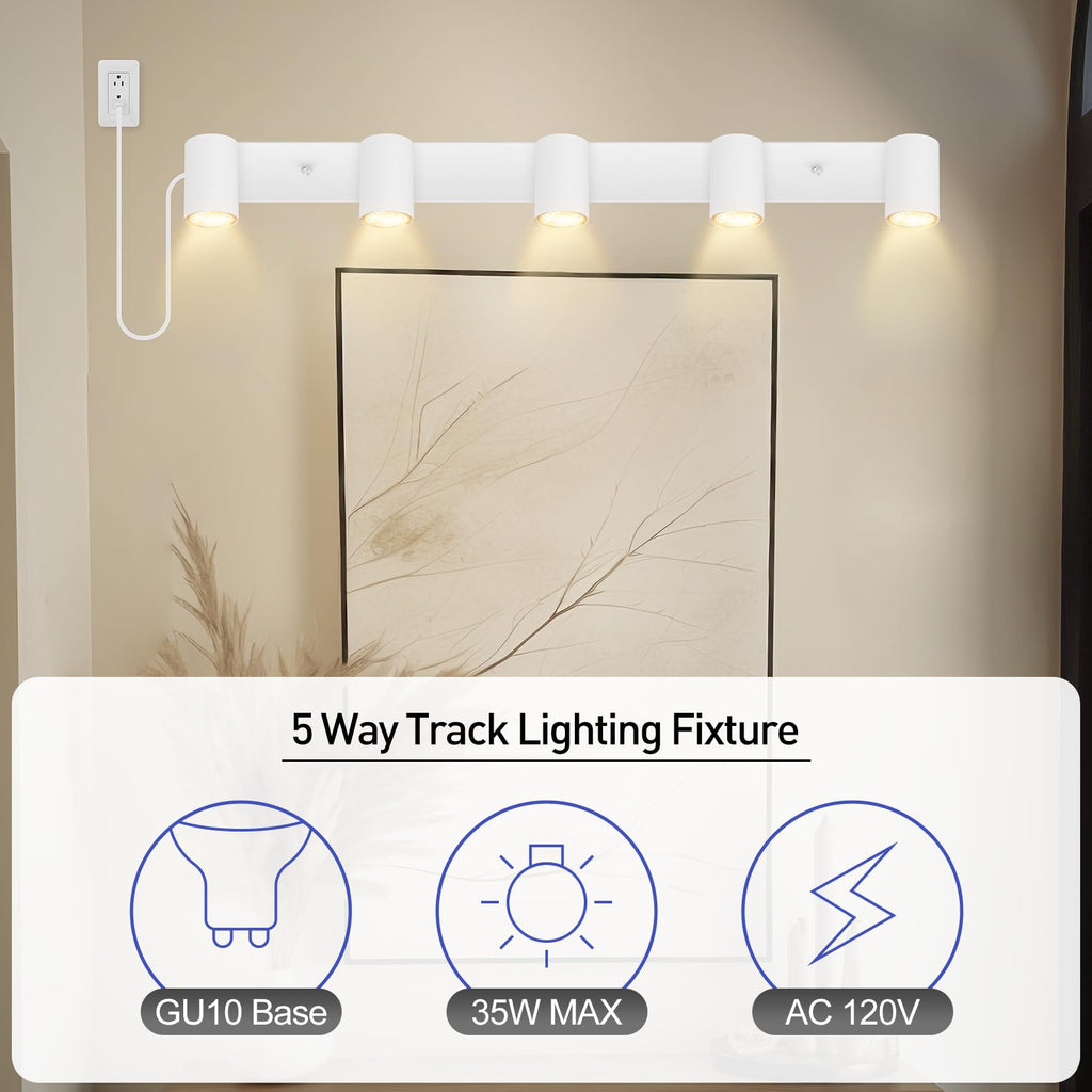 LED Plug-in Track Light Kit, Matte White, 5-Light