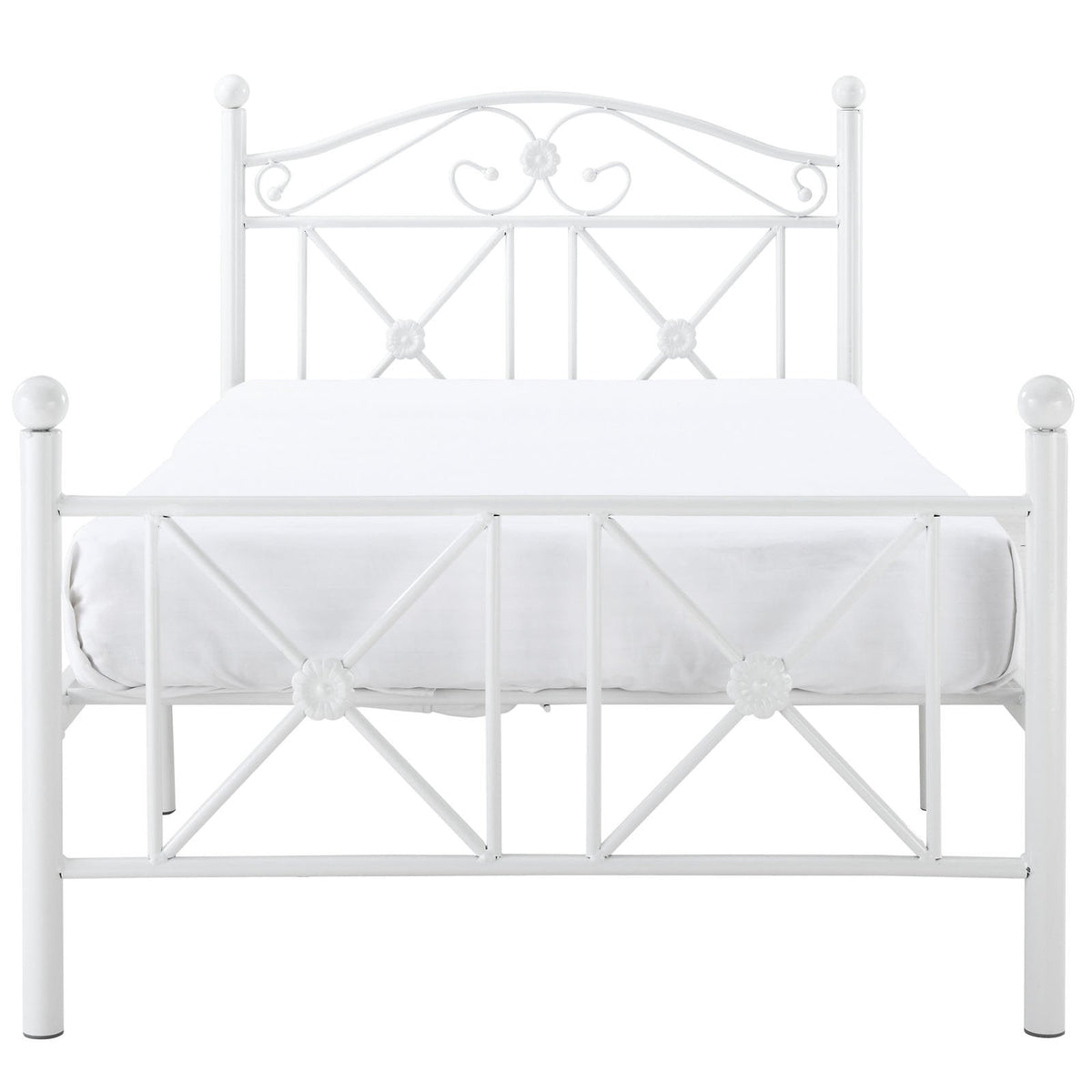 Cottage Modern Farmhouse Metal Twin Platform Bed in White