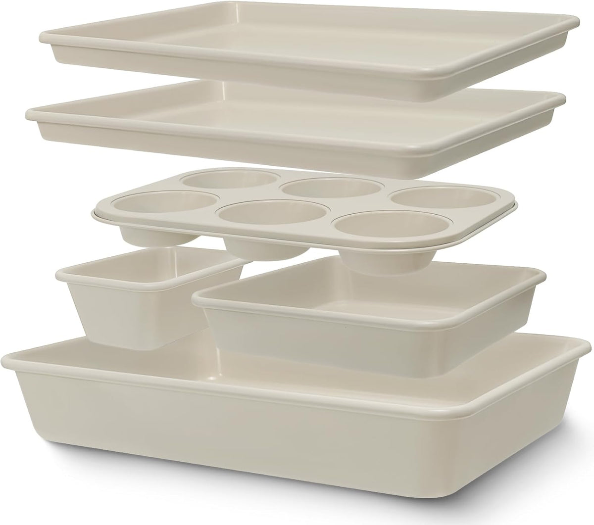 Pans Set, Nonstick Bakeware Sets, Oven Pans for Cooking, 6 Pieces Set Including Cookie Sheet, Deep Roaster Pan