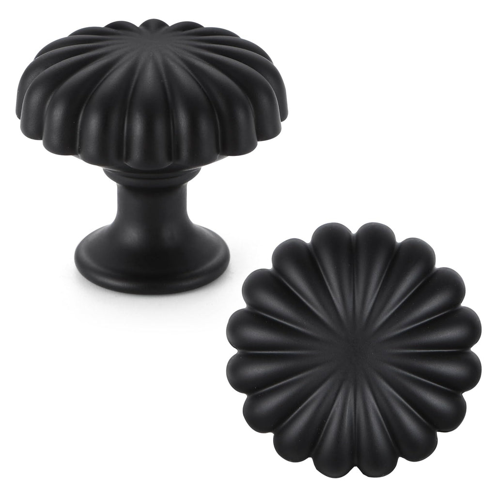Matte Black Cabinet Knobs,10 Pack Solid Drawer Pulls for Dressers