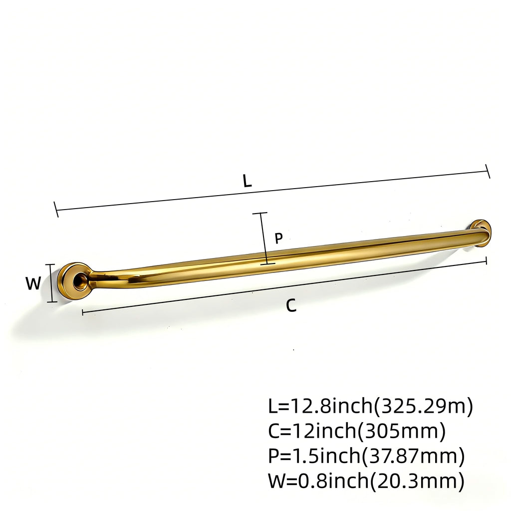 Luxury 5-Pack 100% Solid Brass Cabinet Pulls, 12" Center-to-Hole Pulls in Unlacquered Brass Finish for Drawers & Doors
