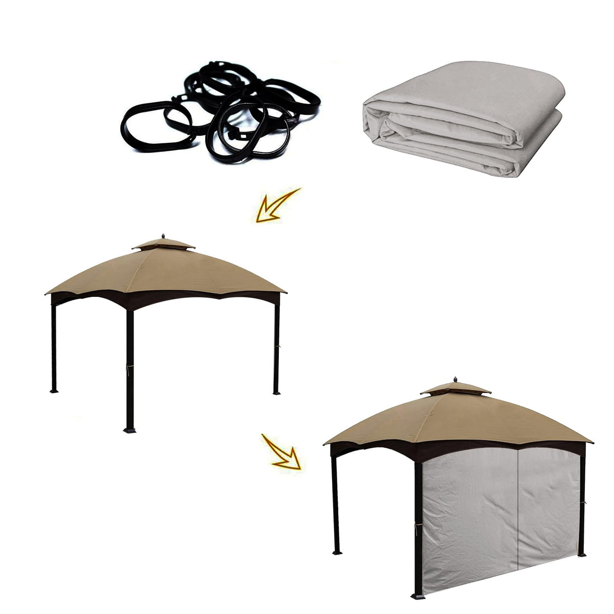 Gazebo Universal Replacement Privacy Curtain - 10' x 10' Gazebo Side Wall Outdoor Privacy Panel with Zipper (Gray)