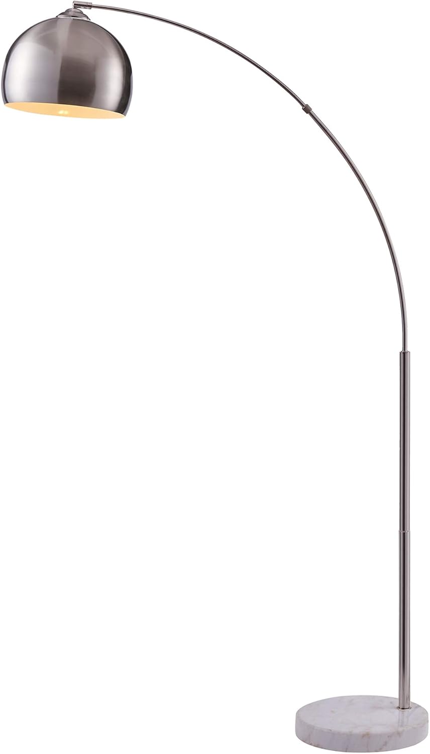 Arquer 68.1" Arc Floor Lamps, Home Offices, Dining Rooms, Bedrooms with Faux White Marble Base and Nickel Bell Shade