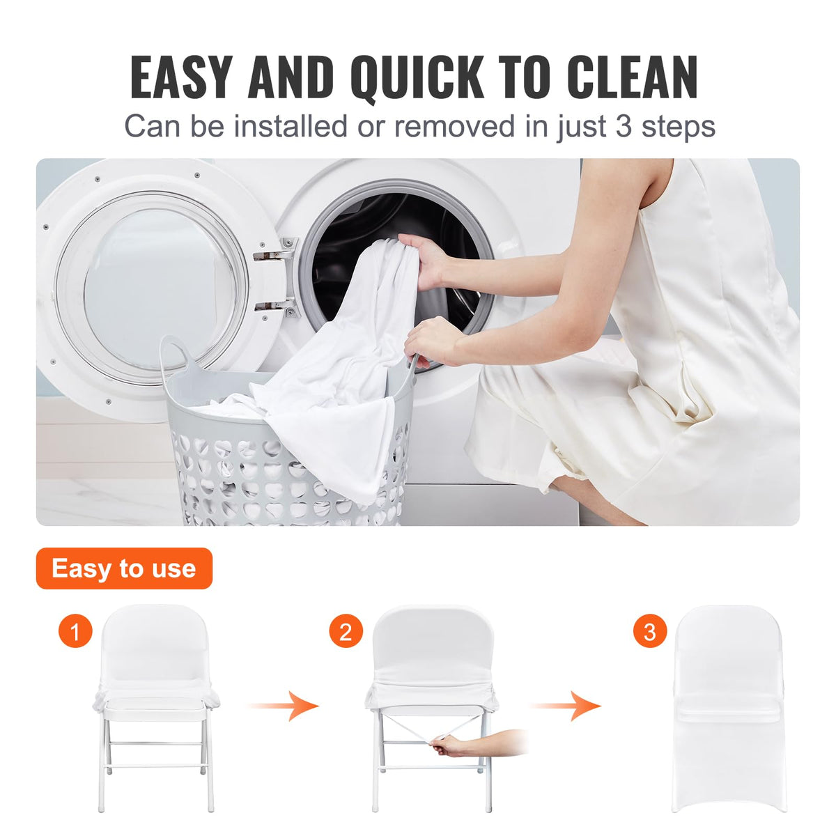 100 Pcs Stretch Spandex Folding Chair Covers Universal Fitted White