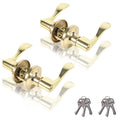 2 Pack Door Lever with Lock and Key, Gold Door Handle