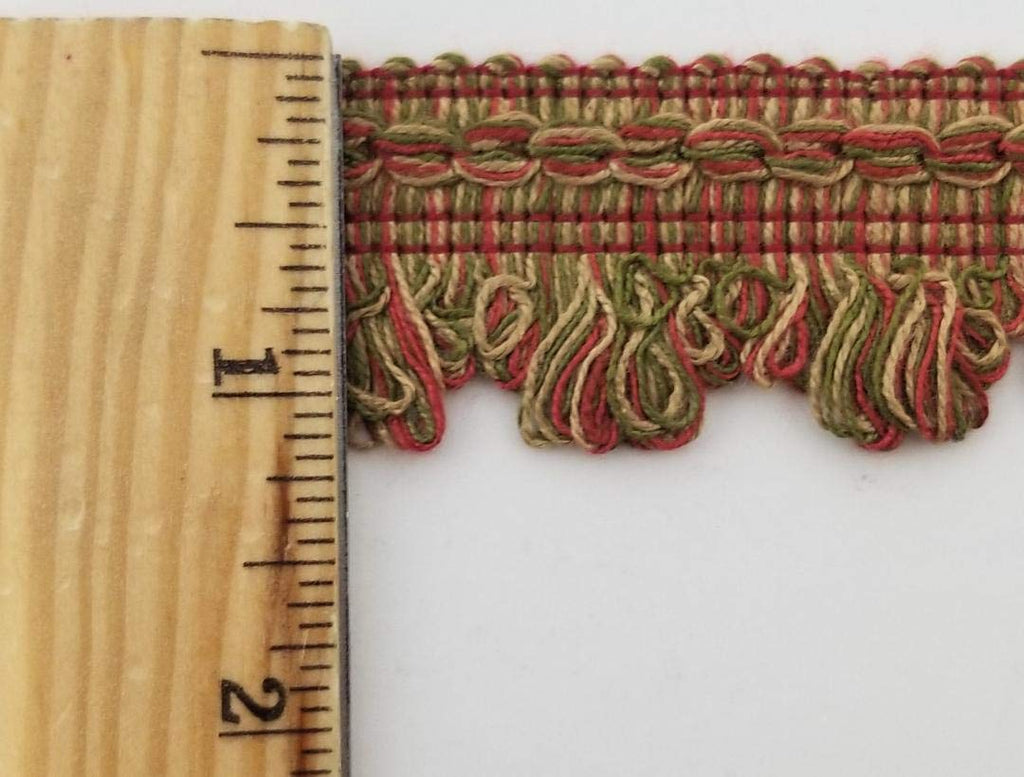 1-1/4" Decorative Scalloped Loop Fringe Trim - Many Color Options! (Aubergine Olive Multi) - 10 Yards