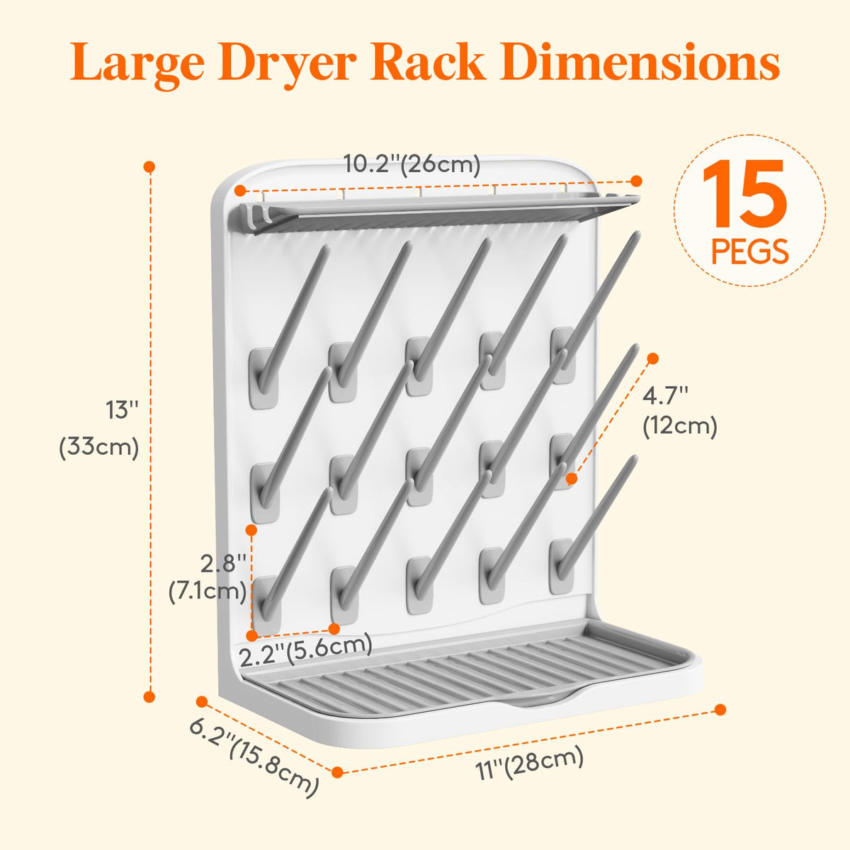 15-Hooks Baby Bottle Drying Rack for Countertop