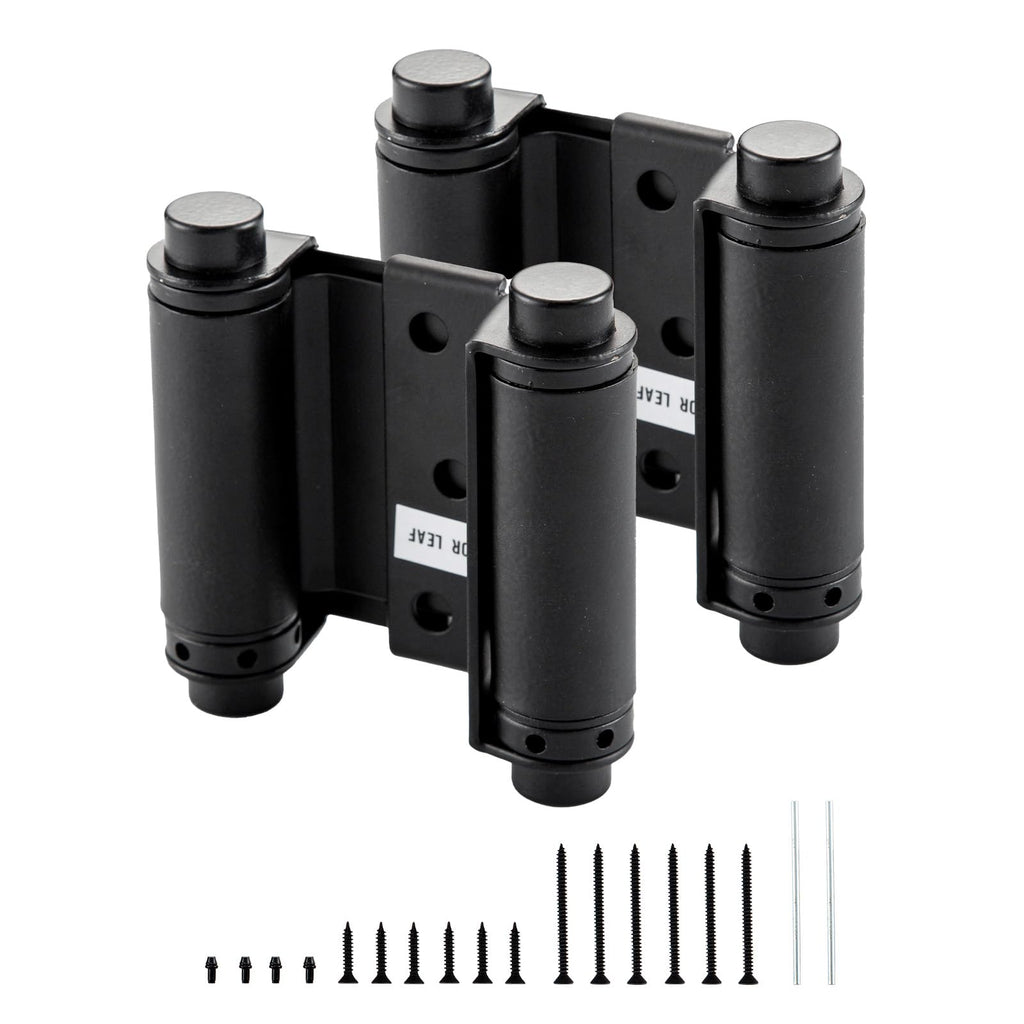3" Double Action Spring Hinges, Self Closing Saloon Hinges, Black, 2 Pack