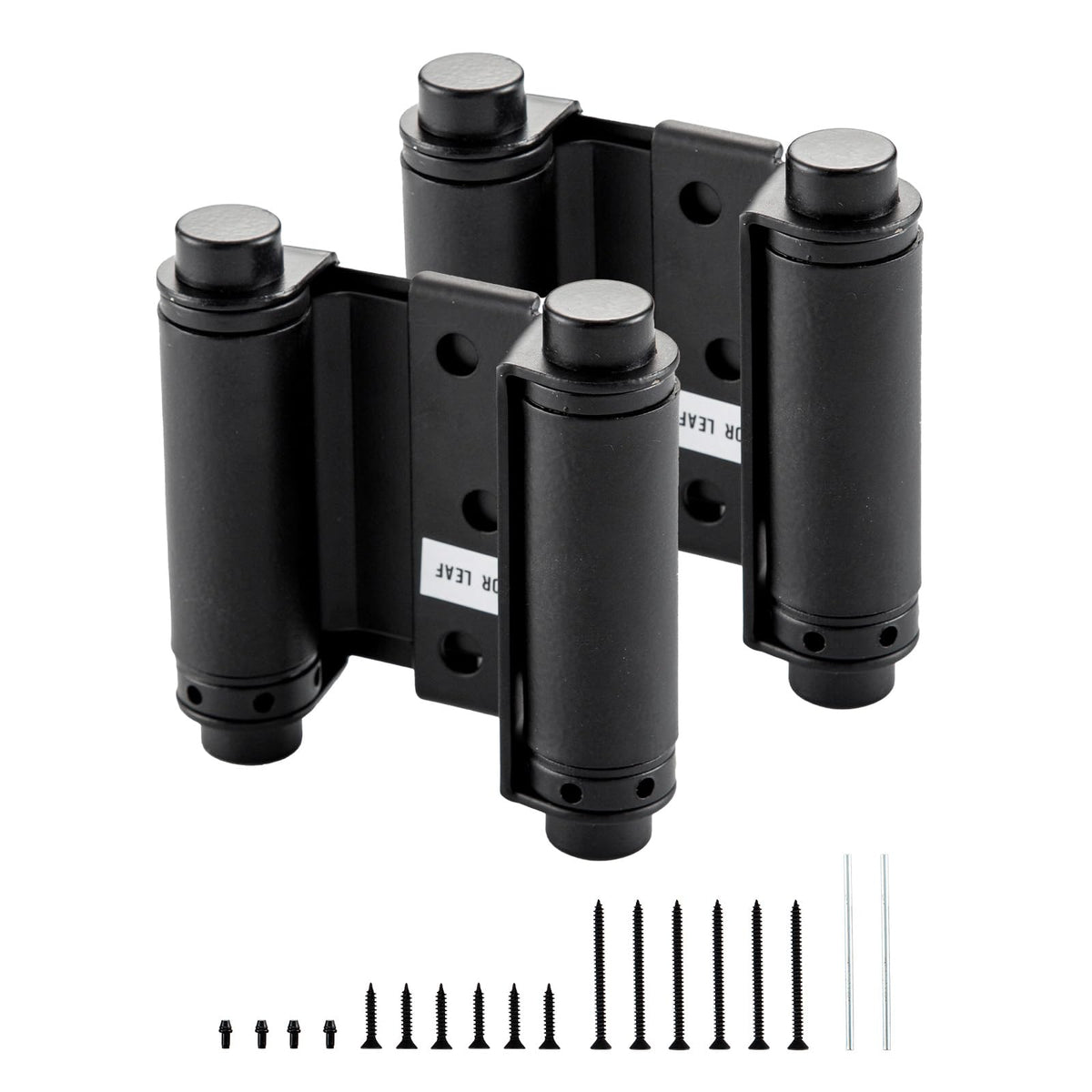 3" Double Action Spring Hinges, Self Closing Saloon Hinges, Black, 2 Pack