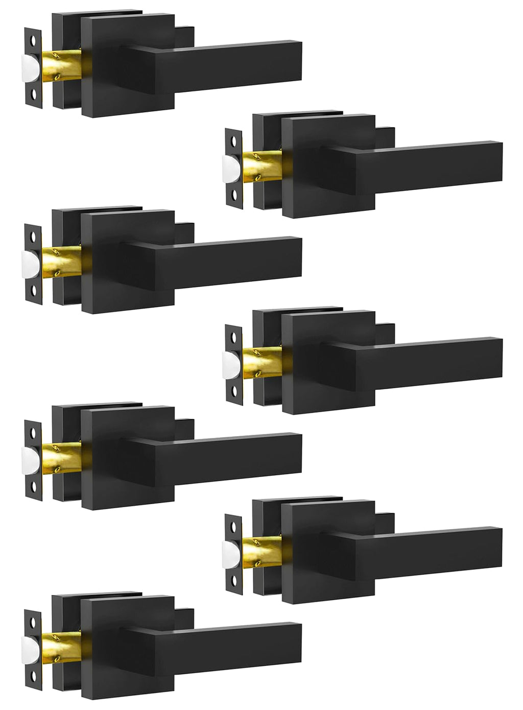 Passage Door Lever, 7 Pack Matte Black Interior Door Handles and Closet, Heavy Duty Square Interior Keyless Door