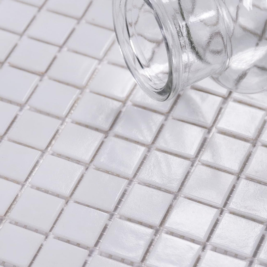 11.5 sq.ft White Glass Mosaic Tile , Pool, Kitchen Backsplash