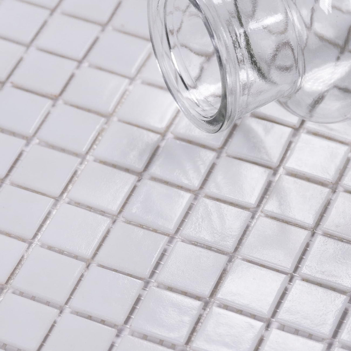 11.5 sq.ft White Glass Mosaic Tile , Pool, Kitchen Backsplash