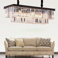 Rectangular Linear Crystal Chandelier, Modern Island Light for Dining Rooms