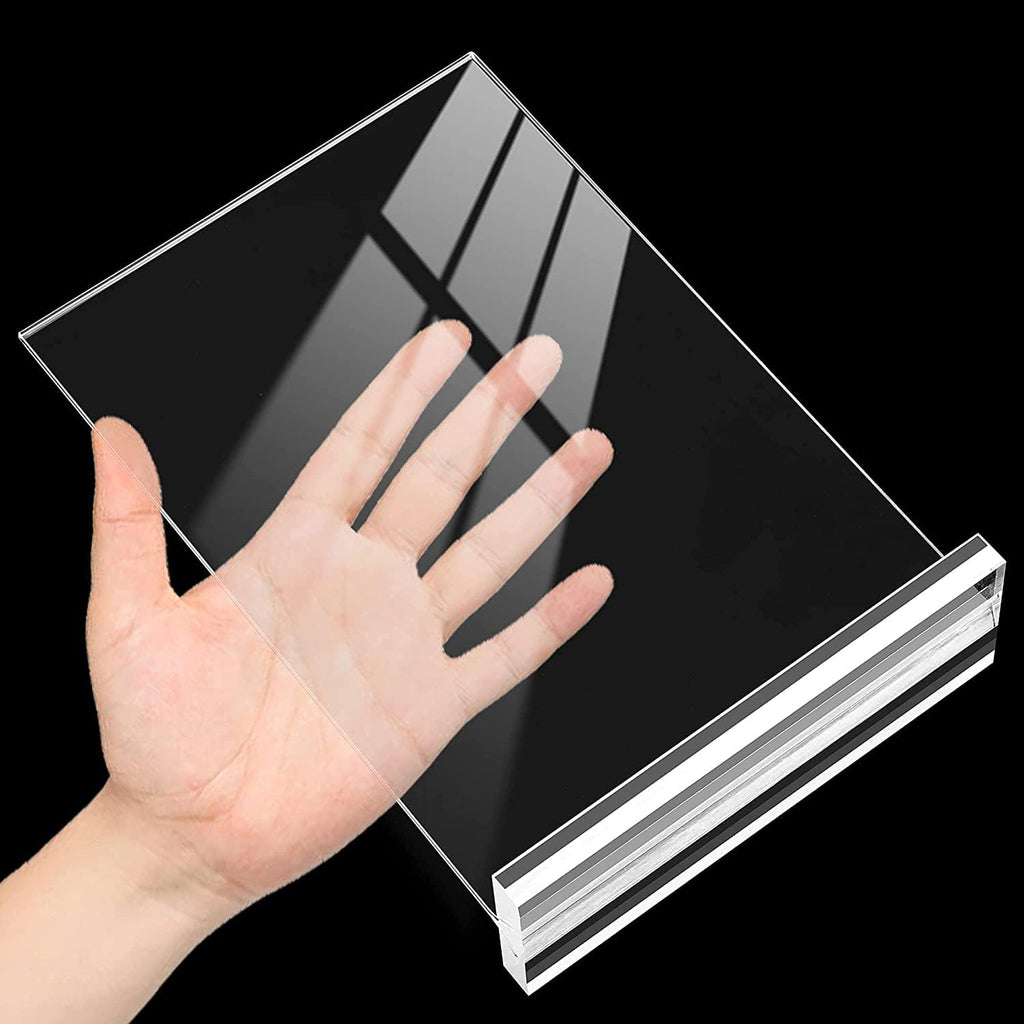 Acrylic Sign Holder 8.5x11 Inches 12 Pack T Shape Desktop Display Stand Vertical Double Sided Clear Table Menu Flyer