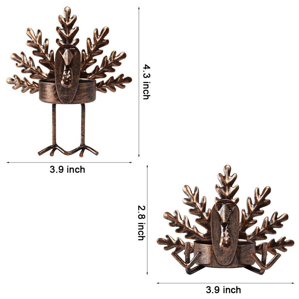 Metal Turkey Tea Light Candle Holders, Thanksgiving Candle Holder, Turkey Candle Holder, Metal Candle Holder