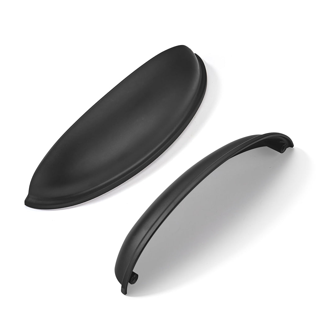 5 Pack 3-3/4" Drawer Pulls Matte Black Cabinet Cup Pulls Kitchen Hardware Cabinet Handles Drawer Handles Knobs 3-3/4